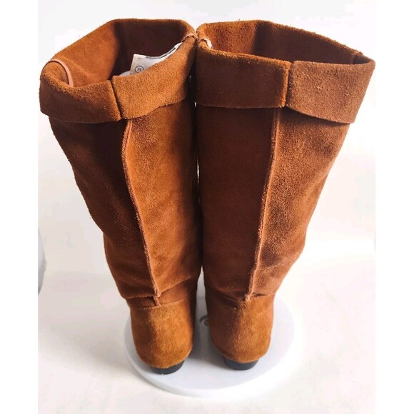 Nuetral Zone Boho Flat Foldover Camel Tan Leather Suede Knee High Boots Size 8 - Picture 6 of 11